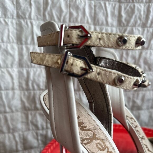 SAM Edelman Women's gladiator Ayda Ankle Strap High silver spike Heels sz 6.5 - Picture 7 of 7